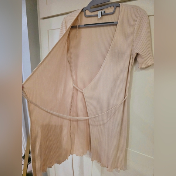 & Other Stories Cream Ribbed Wrap Robe - Picture 7 of 12
